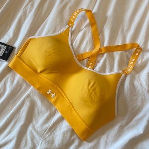 Sherbet orange infinity mid sports bra Under Armour NWB